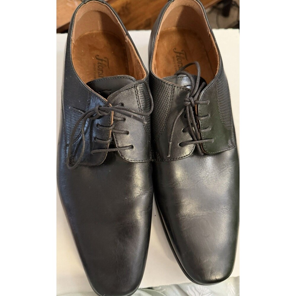 Florahiem Men’s Black Leather Oxfords Dress Shoes Size 8.5 D